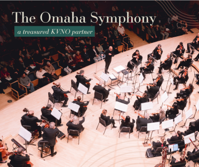 Overhead photo of the Omaha Symphony with text