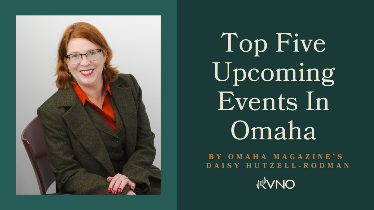 Daisy Hutzell-Rodman poses smiling in front of a graphic for the “Top Five Events” segment.