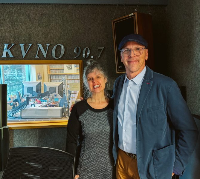 Jeff Koterba and Trilety Wade in the KVNO studio.