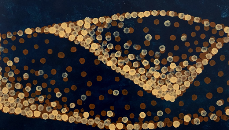 A monochromatic abstract image from Brad Marr’s Murmurations, featuring flowing, cloud-like patterns that evoke the movement of flocking birds.