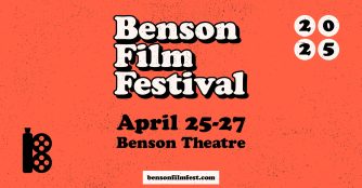 Poster for the Benson Film Festival, featuring bold typography and film-themed graphics.