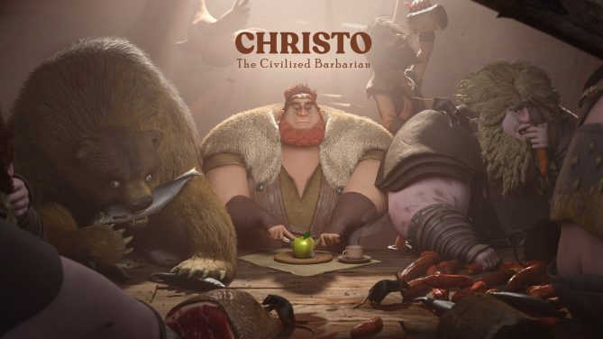 Still image from an animated film called "Christo the Civilized Barbarian"