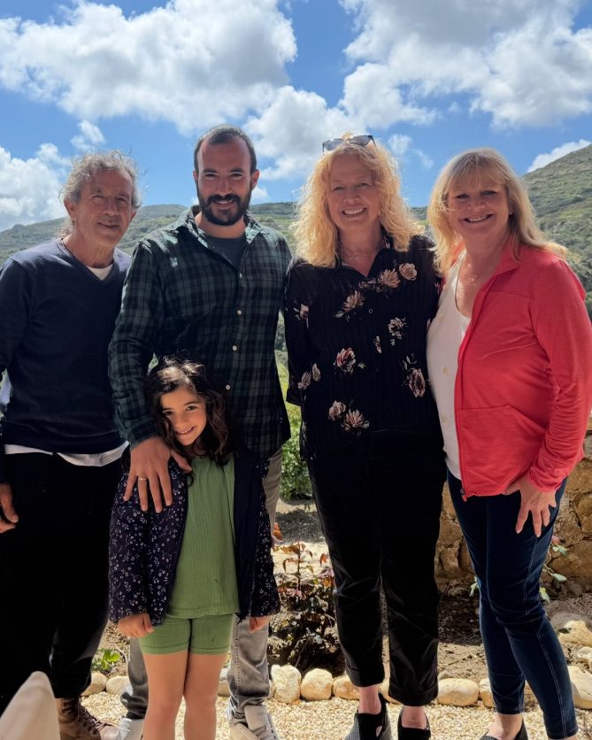 Diane Watson with her family on a farm in Italy