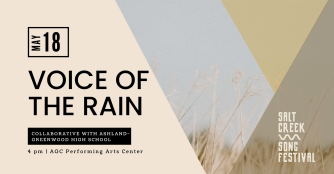 Poster for the 2025 Salt Creek Song Festival featuring event dates, performer names, and musical imagery in a colorful, artistic layout.