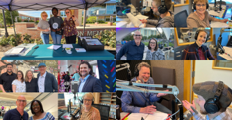 Collage of KVNO hosts and staff