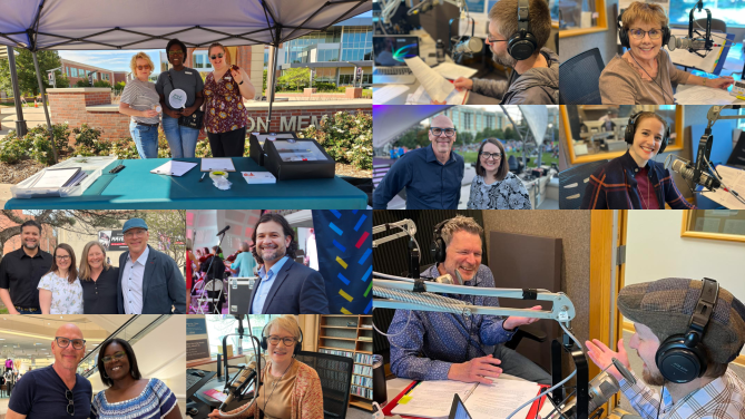 Collage of KVNO hosts and staff