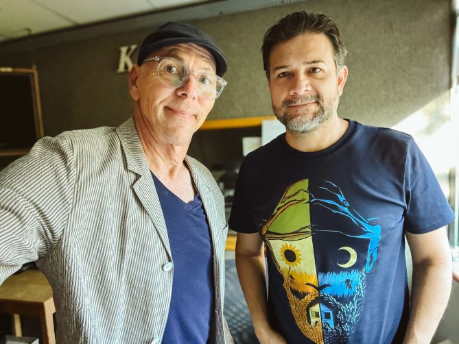 Gabriel Escalera sports the new shirt his daughter brought him from the Van Gogh museum in Amesterdam. It's a face that looks like a combination of Van Gogh paintings. 