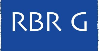 The logo of Roberta and Bob Rogers Gallery. The logo shows the letters RBR G inside of a blue rectangle.