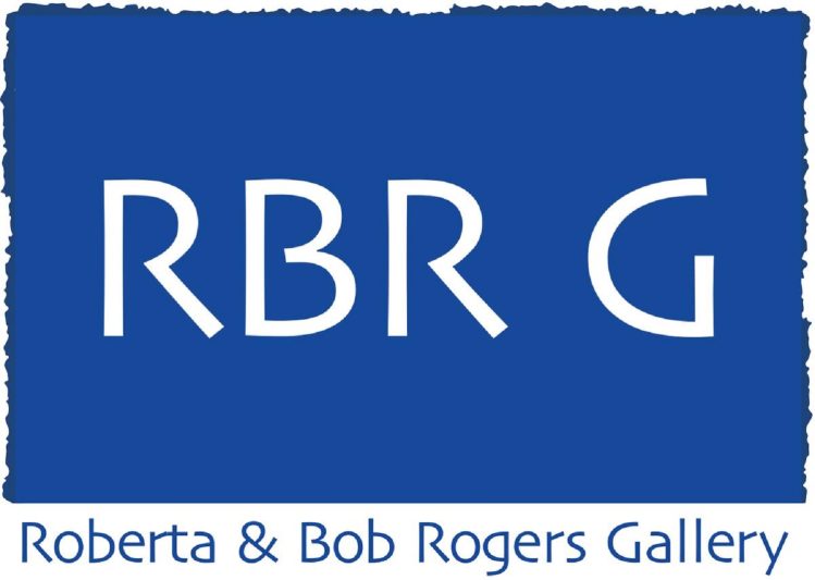 The logo of Roberta and Bob Rogers Gallery. The logo shows the letters RBR G inside of a blue rectangle.