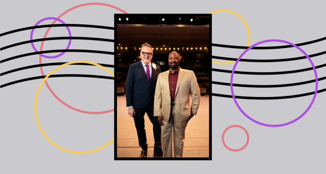 Photo of Artistic and Associate Artistic Director VJ Orduña and Brandon Box-Higdem