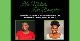 Headshots of TammyRa' and Nadia Ra'Shaun over the logo for Like Mother Like Daughter
