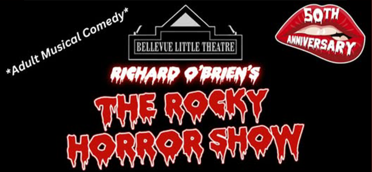 Stage lights illuminate a theater curtain, symbolizing the start of Bellevue Little Theatre’s 57th season.