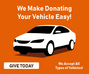 We Make Donating Your Vehicle Easy! Give Today. We Accept All types of vehicles. Rotating graphics of white vehicles, including a sedan, a speedboat, a classic car, and an RV.
