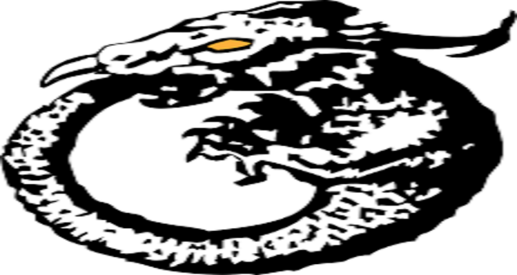 The logo of Ex Ophidia Press. An illustration is shown of a dragon eating it's own tail.