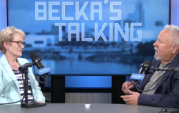 Screenshot of Sherry Brownrigg on Tom Becka's podcast, Becka's Talking.