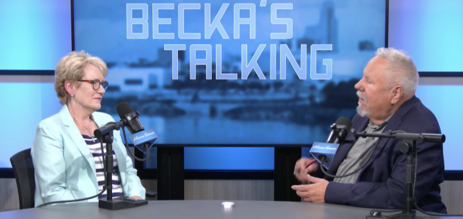 Screenshot of Sherry Brownrigg on Tom Becka's podcast, Becka's Talking.