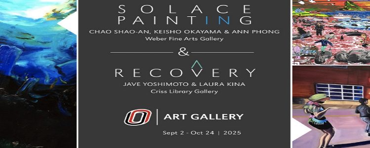 A promotional image showing the titles of both Solace & Recovery Exhibitions, bordered by art from the exhibitions.