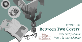 A stack of books with reading glasses on top, representing the “Between Two Covers” segment from The Next Chapter bookstore.