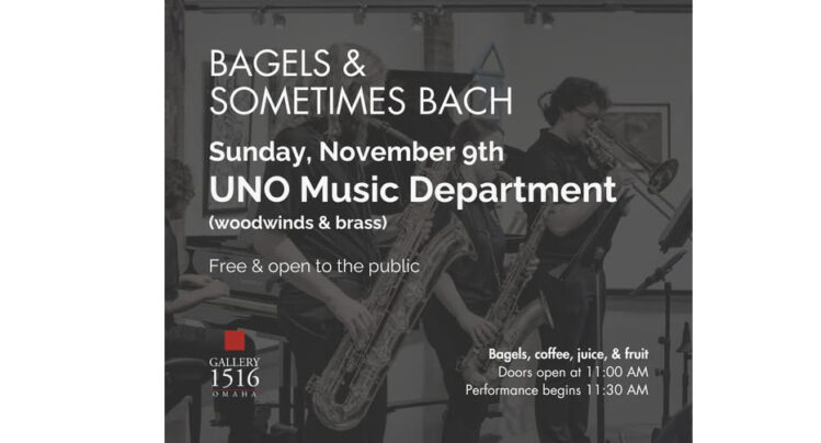 Audience enjoying live classical music during Gallery 1516’s Bagels and Sometimes Bach concert series, with musicians performing in a bright, art-filled gallery space.