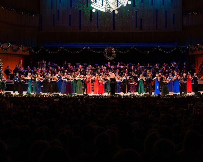 Photo of the Omaha Symphony Christmas Celebration performers on stage from December of 2024.