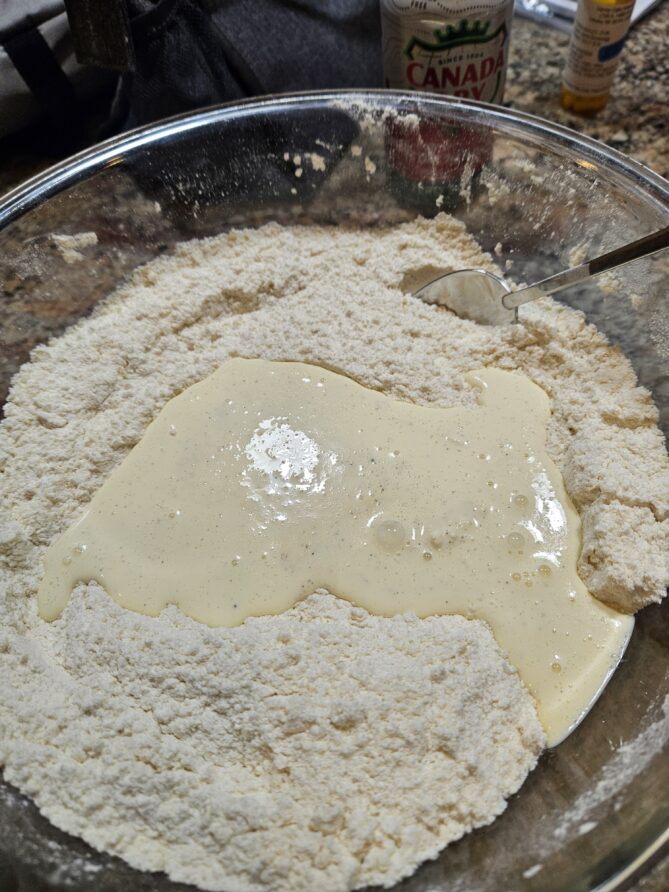 Mixing the wet and dry ingredients