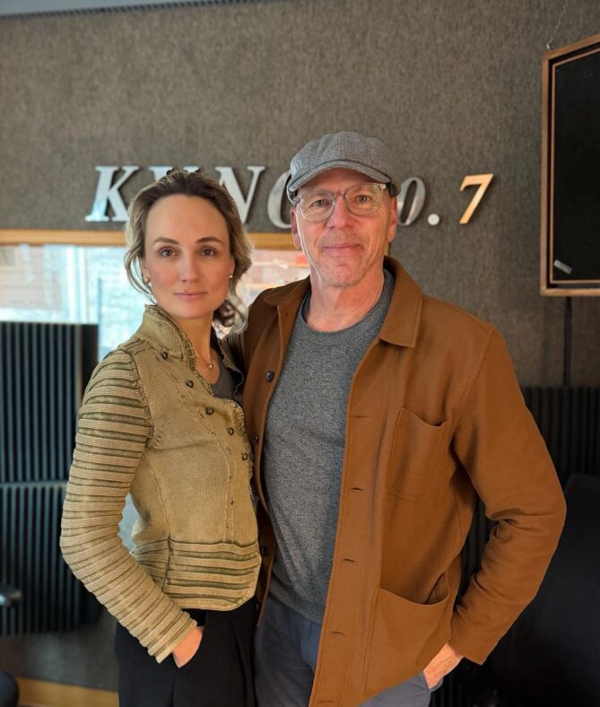 Jeff Koterba and Olga Smola in the KVNO studio