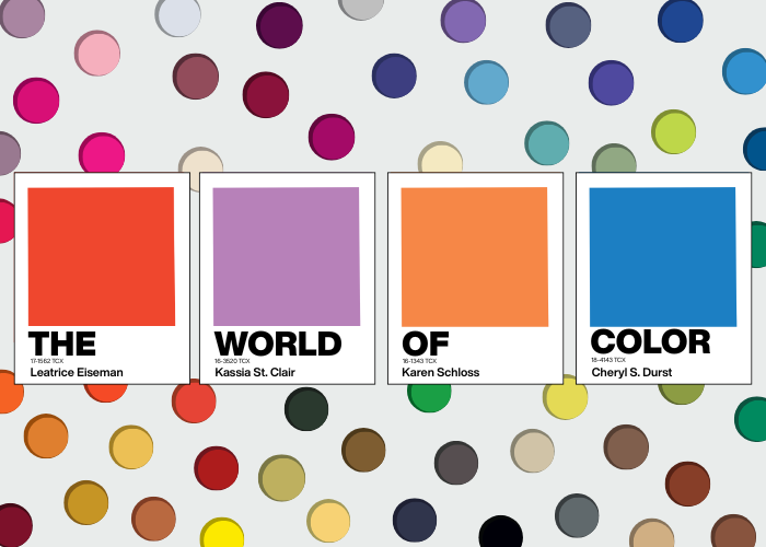 Promotional poster for The World of Color event at KANEKO featuring a design of colorful dotted patterns and squares arranged in a vibrant grid.