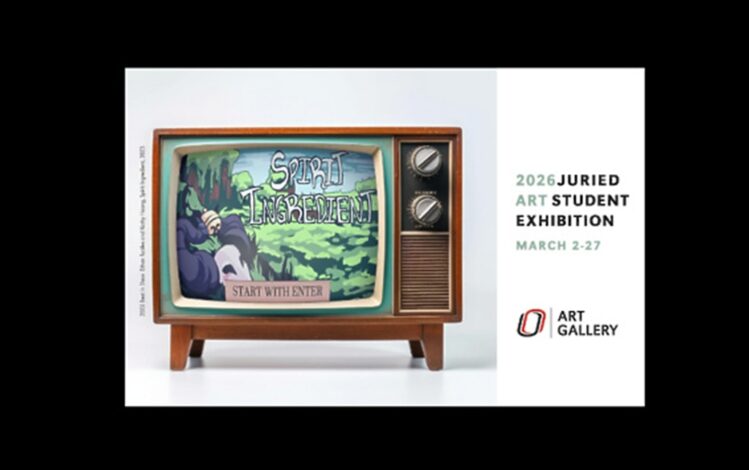 A vintage television illustrates artwork by a student illustrating a nature scene with 