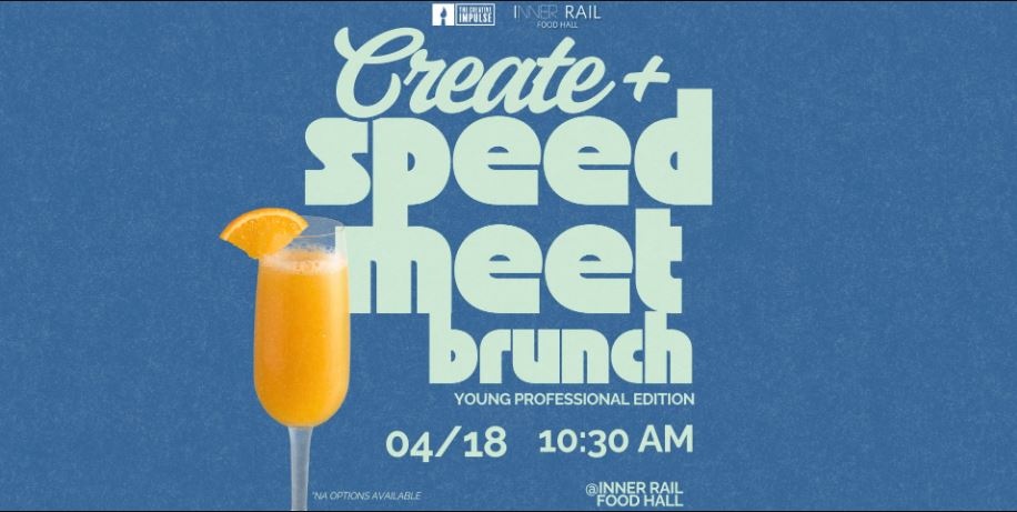 Promotional image with bold, modern text reading “Create & Speed Meet Brunch: Omaha Young Professionals (ages 25–35).”