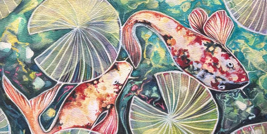 Promotional image for Flora and Fauna – Nature’s Palette, a watercolor exhibit by Anna McCaslin featuring plants, flowers, and wildlife.