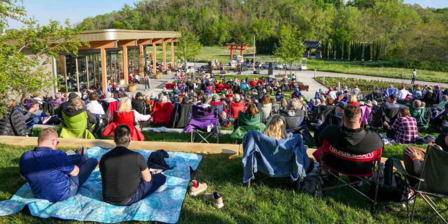 People sitting outdoors at Lauritzen Gardens