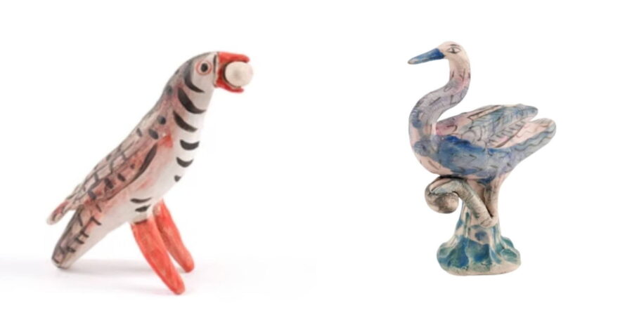 Birds made out of clay