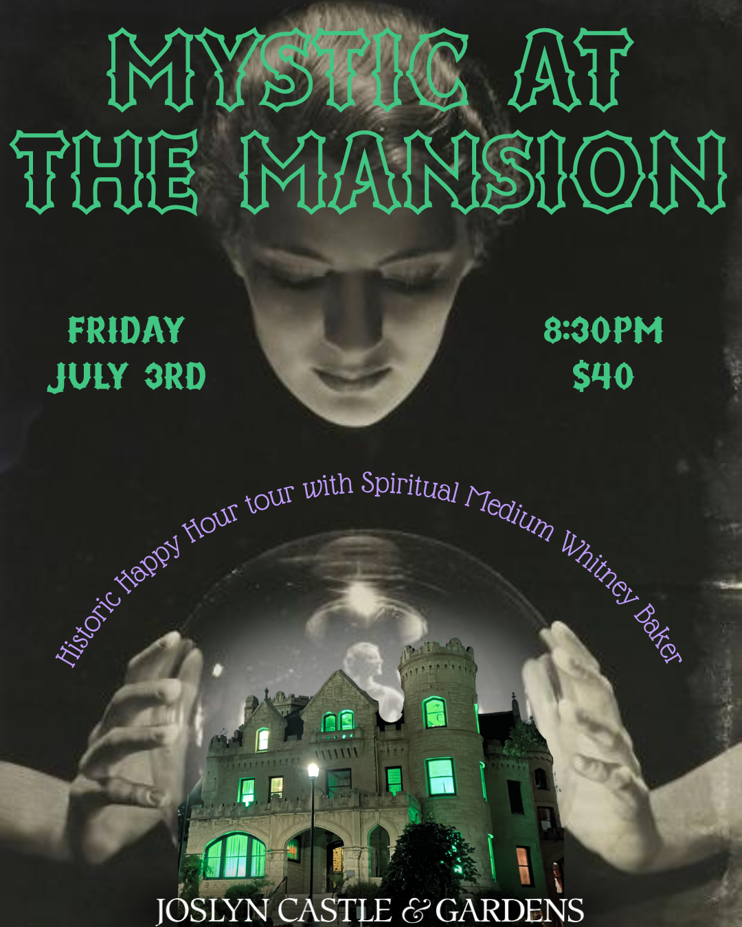 Mystic At The Mansion event poster.
