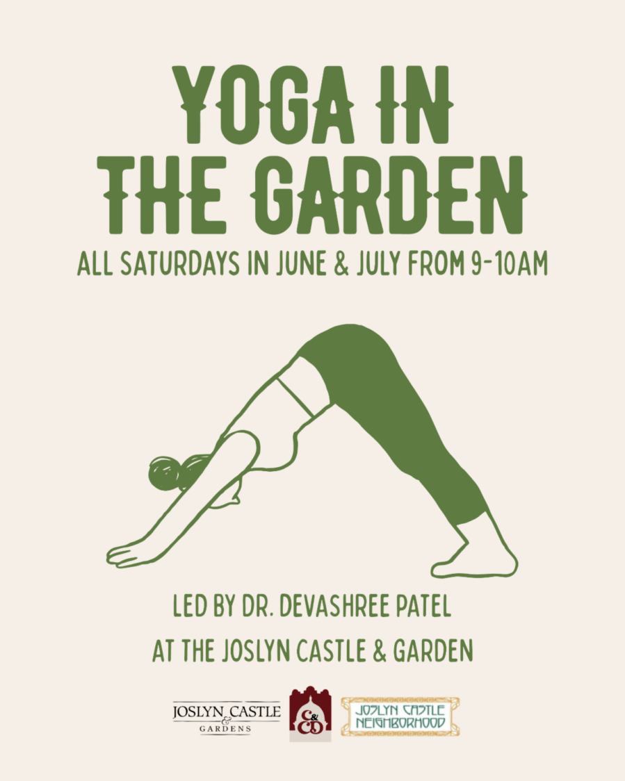Yoga in the garden poster with details of event