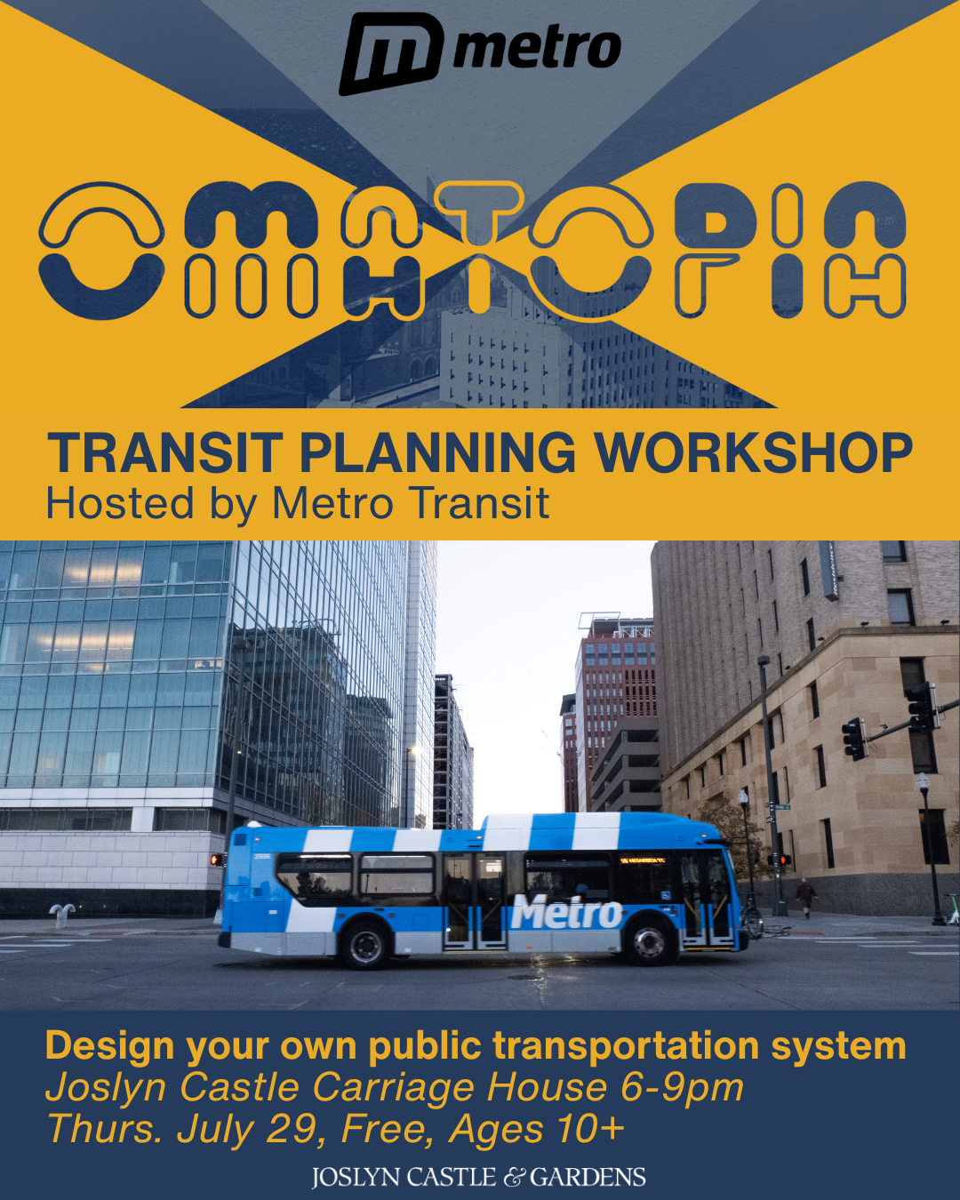 Blue Omaha metro bus