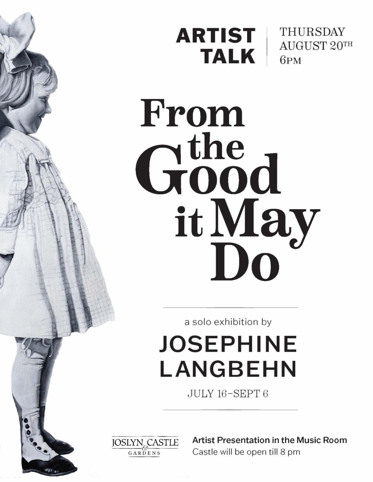 Artist Talk: Josephine Langbehn artwork with details of the show.